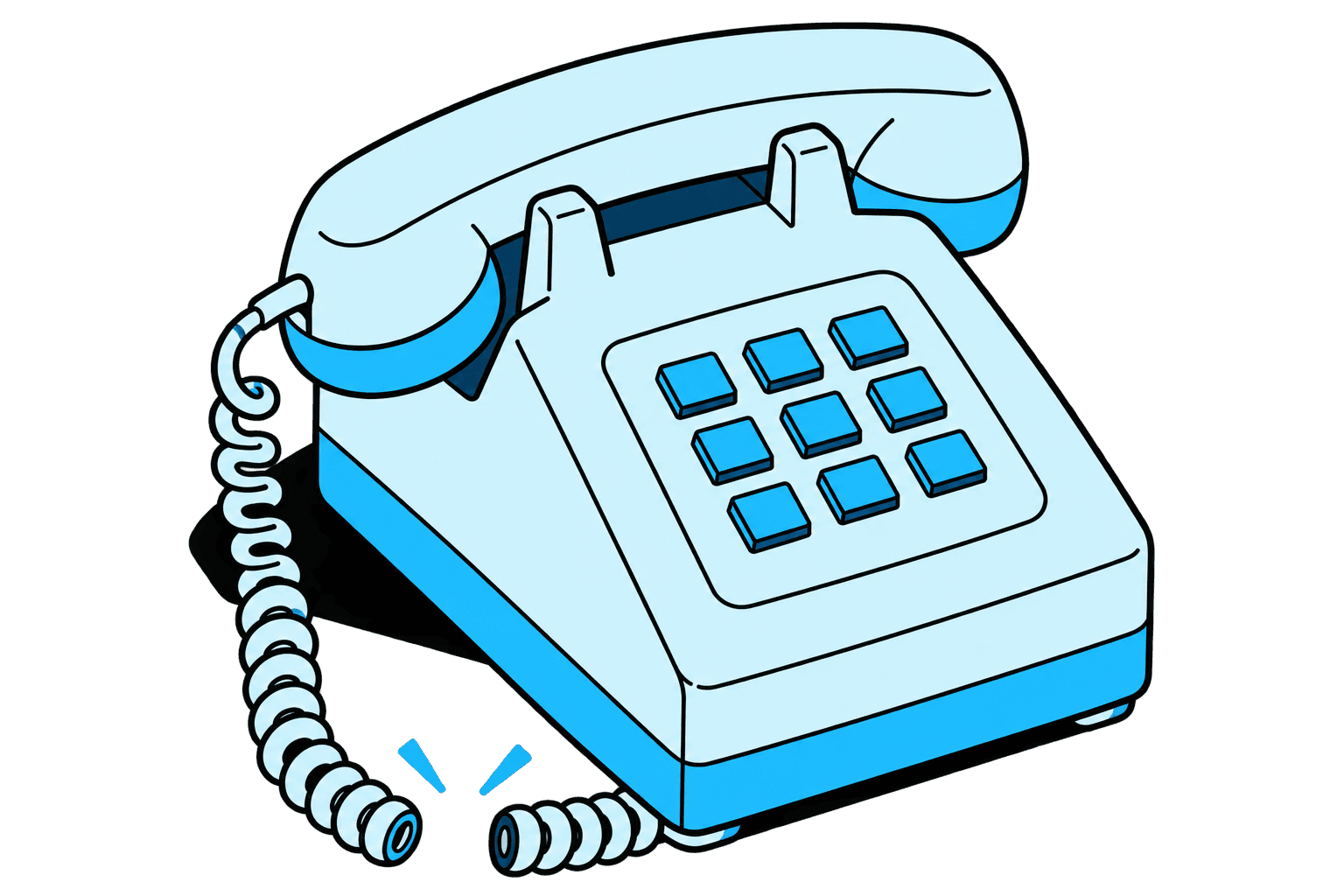 A desk telephone with its handset cord unplugged
