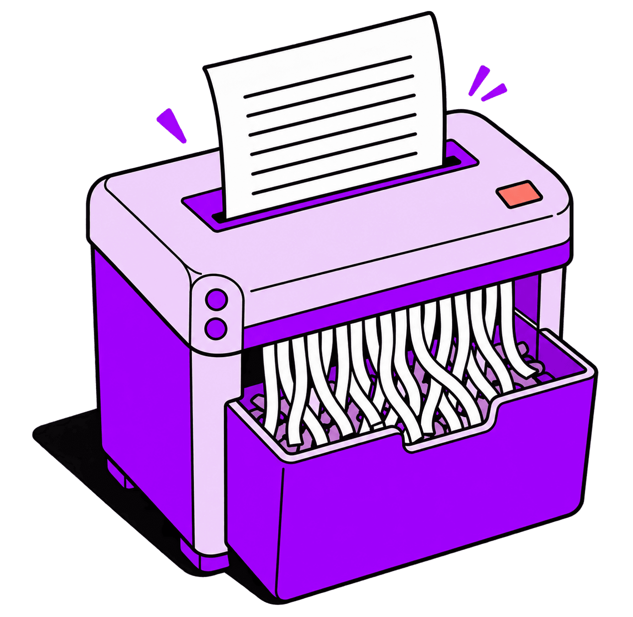 A paper shredder destroying a filed document